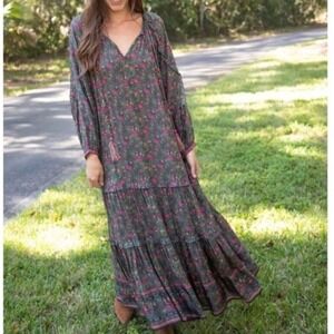 Natural Life Lula Tiered Floral Maxi Dress Large
